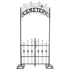 Halloween Cemetery Archway Gate 8.5 Ft – Spooky Yard Entrance with Skull Doors