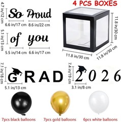 Graduation Decorations Set of 4 Boxes Balloons Letters for Class of 2026 Cele…