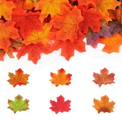 Arbootjin Fake Fall Leaves 100 Pcs Artificial 3.15 x inches, Muticolor