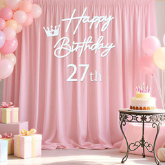 White Happy Birthday Backdrop Sign with Custom Age Numbers and Glitter Letters