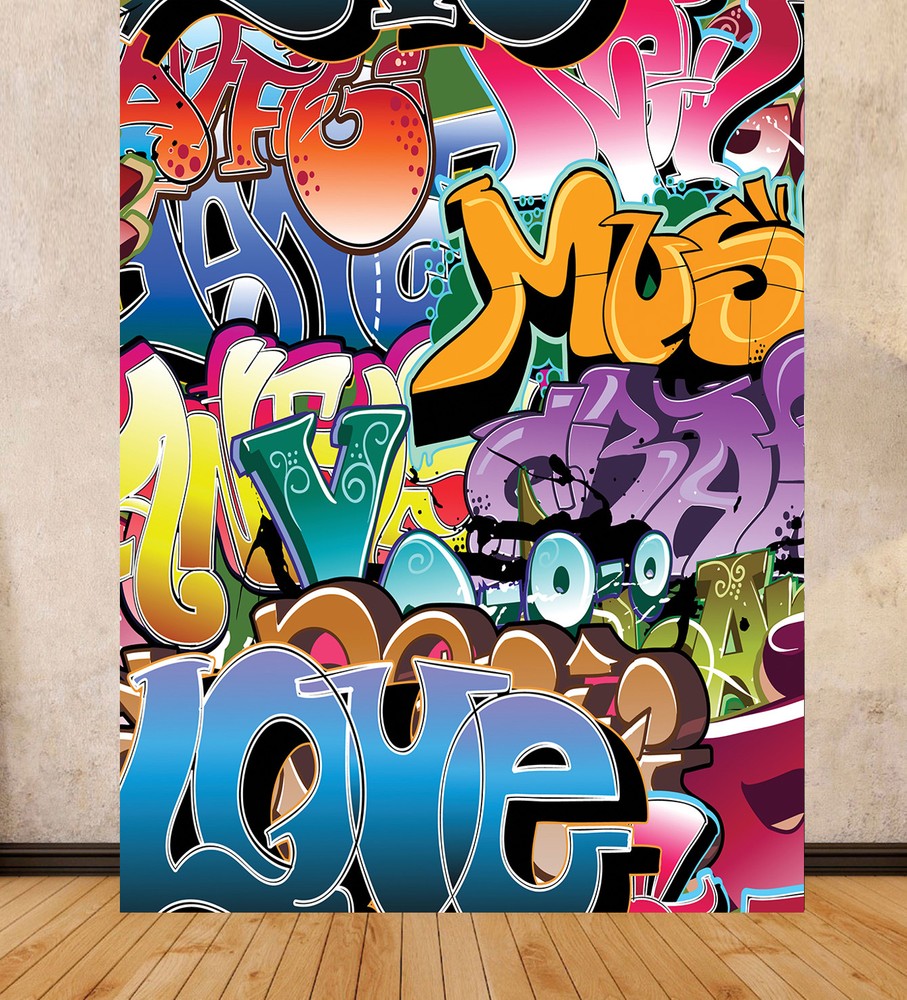 Graffiti Wall Art Birthday Backdrop Scene Setter Large Print Printed Graphic
