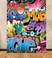 Graffiti Wall Art Birthday Backdrop Scene Setter Large Print Printed Graphic