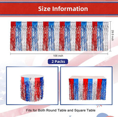 4Th of July Decorations, 2 Pack Red White and Blue Wavy Tinsel Foil Fringe Table