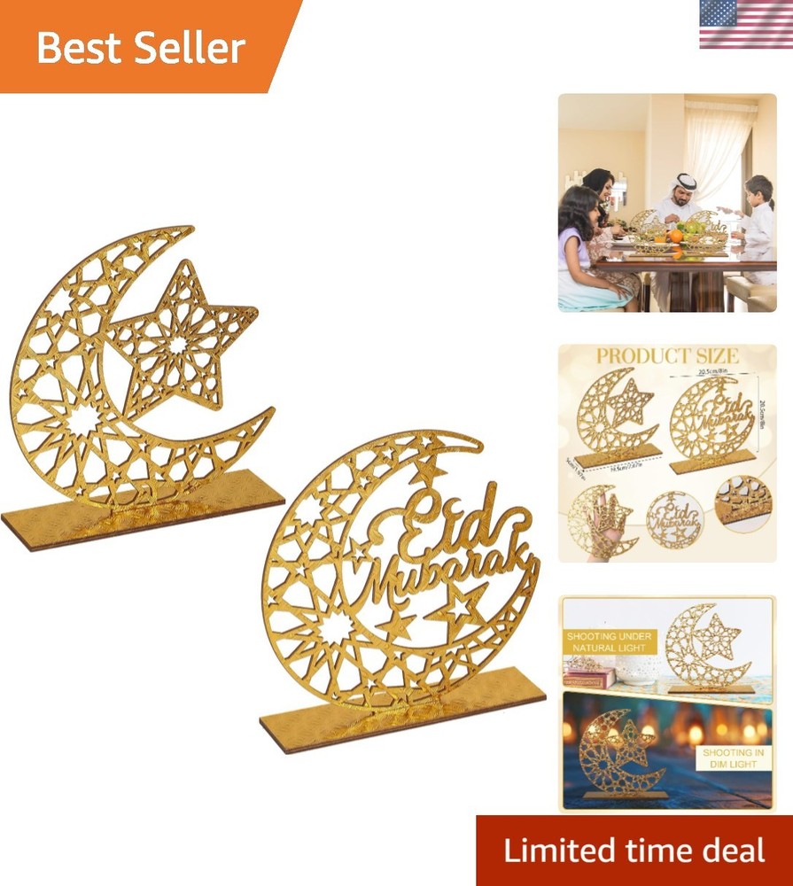 Handmade Gold Hollow Moon Star Ornaments – Perfect for Eid Celebrations