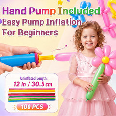 100 Pcs 260 Balloons Kit with Pump – Kids Premium Latex Twisting Long Balloons t
