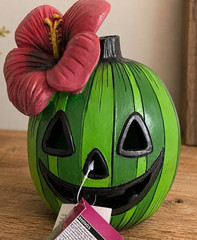 Summerween Watermelon Pumpkin with LED Light Lantern Halloween Summer Flower