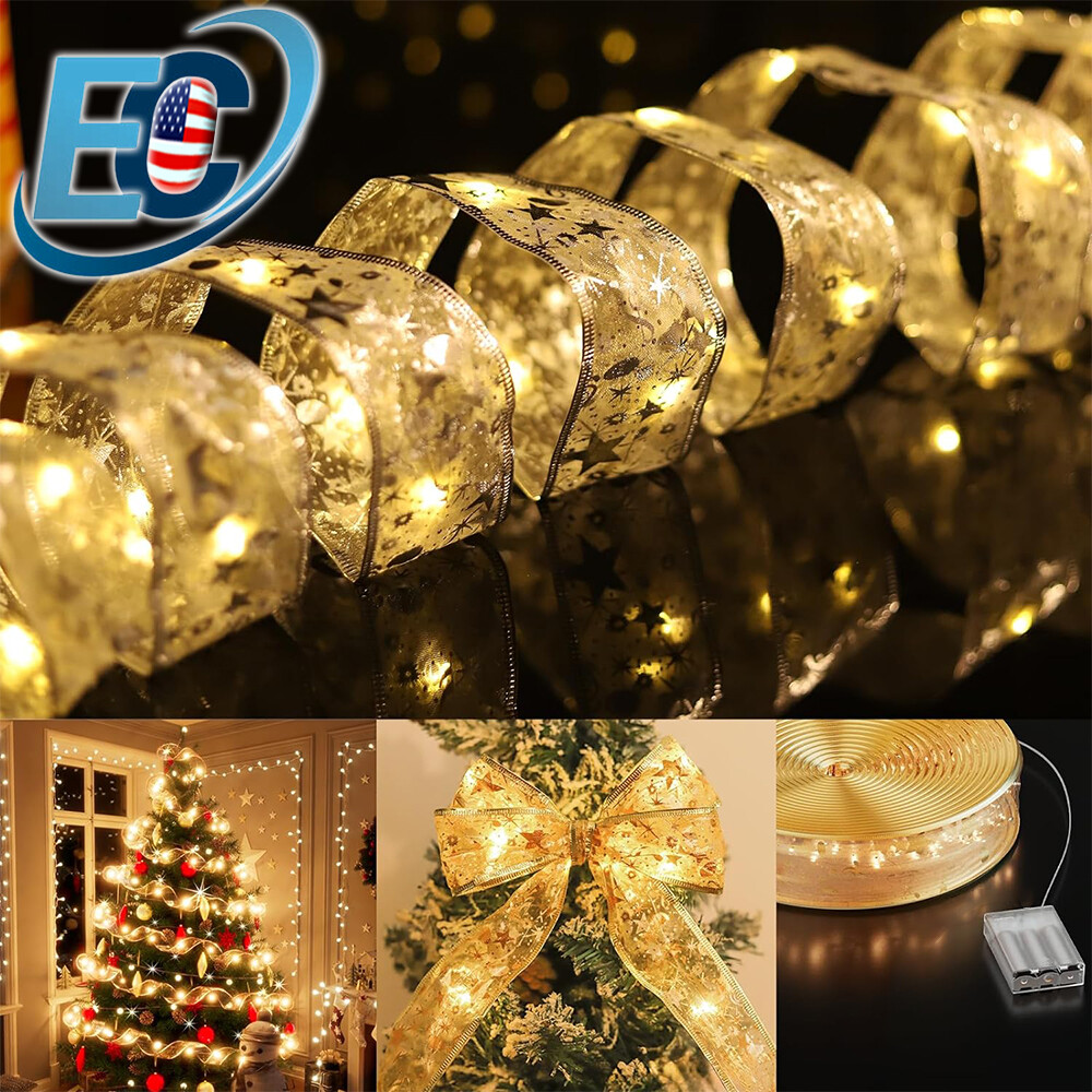 13ft 40LED Ribbon Fairy String Lights for Christmas Tree Party Home Decoration