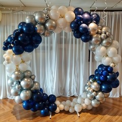 Soccer Balloons, 50pcs Metallic Blue Silver Balloons, White Pearl Navy Blue B…