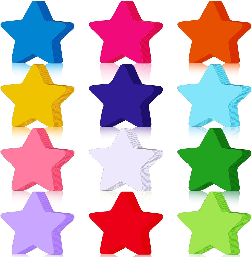 360 Pcs Star Cutouts Paper 3.9 Inch Assorted Color Die Cuts for DIY
