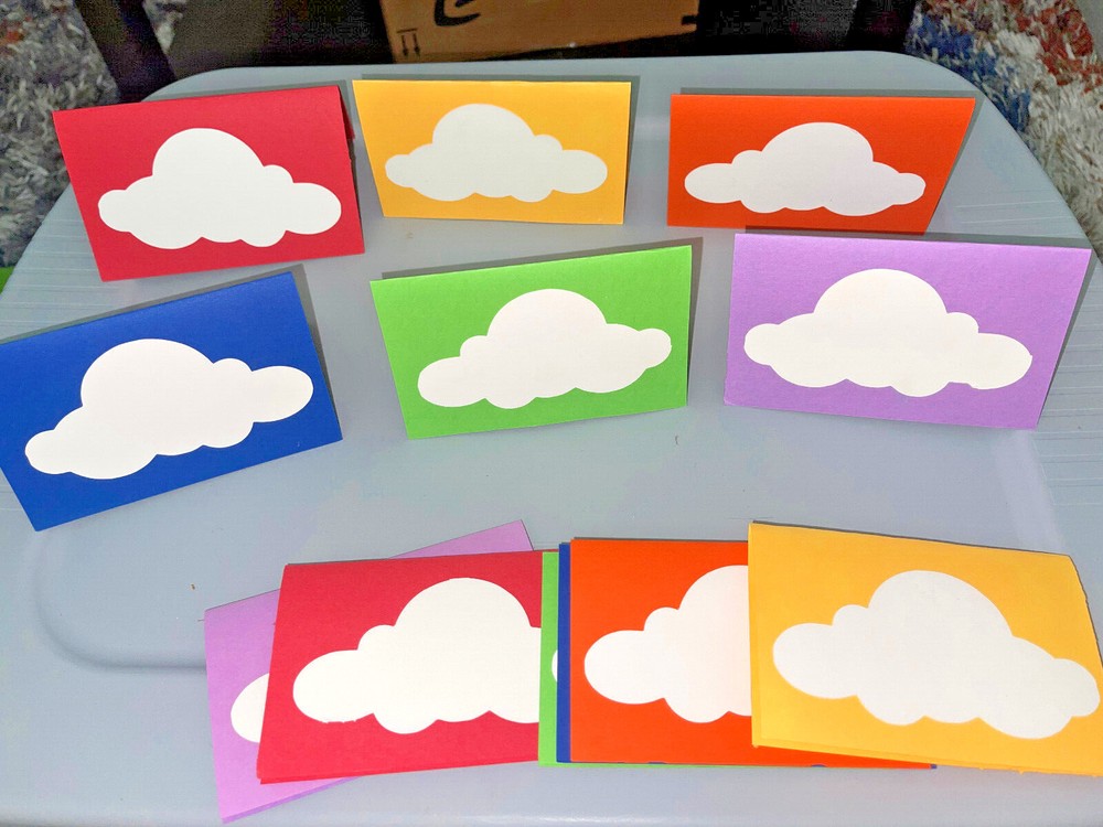 Lot of 12 Rainbow / Cloud Cardstock Hanging Decoration / Banner or Table Decor