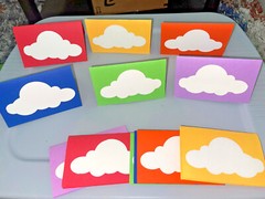 Lot of 12 Rainbow / Cloud Cardstock Hanging Decoration / Banner or Table Decor