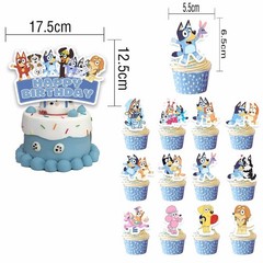 Cartoon Herding Dog Birthday Party Supplies Set , Banner Balloon Cake Topper