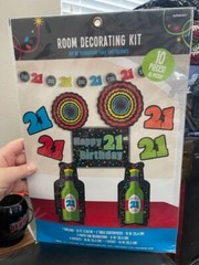 Amscan 10 Piece 21st Birthday Room Decorating Kit Party Supply New!!!