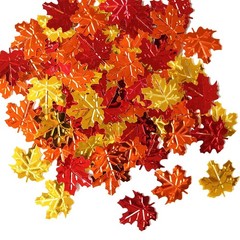 168 PCS Maple Leaves Confetti Fall Party Table Decoration Foil Scatter Orange