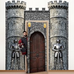 4 Pcs Medieval Door Decorations Set Knight Castle Door Covers Stone Tower Cas…