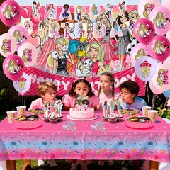 Barbie Princess Party Decorations Tableware Backdrop Plates Tablecloth Balloon