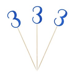 3rd Birthday Centerpiece Sticks Number 3 Table Topper Blue Glitter 12 PCS Set