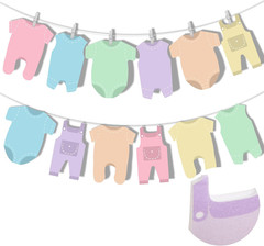 Pink and Blue Neutral Baby Shower Banner Decorations 12 Pcs Felt Baby Clothes Bo