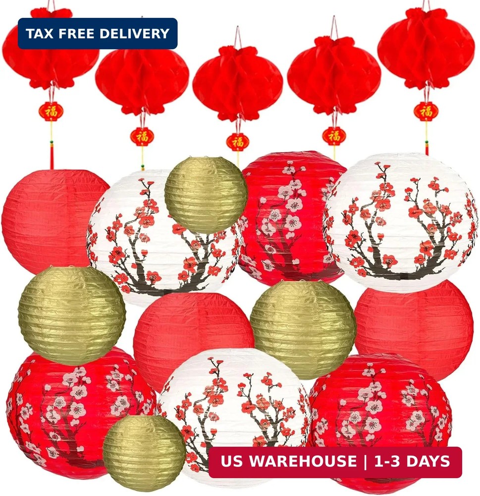 22Pack Hibach Party Decorations Chinese Japanese Paper Lanterns Cherry Blossom R