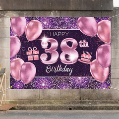 Happy 38Th Birthday Banner Backdrop – 38 Birthday Party Decorations Supplies for
