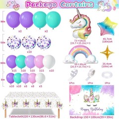 Unicorn Birthday Decorations Party Supplies for Girls, Purple Unicorn Balloon…