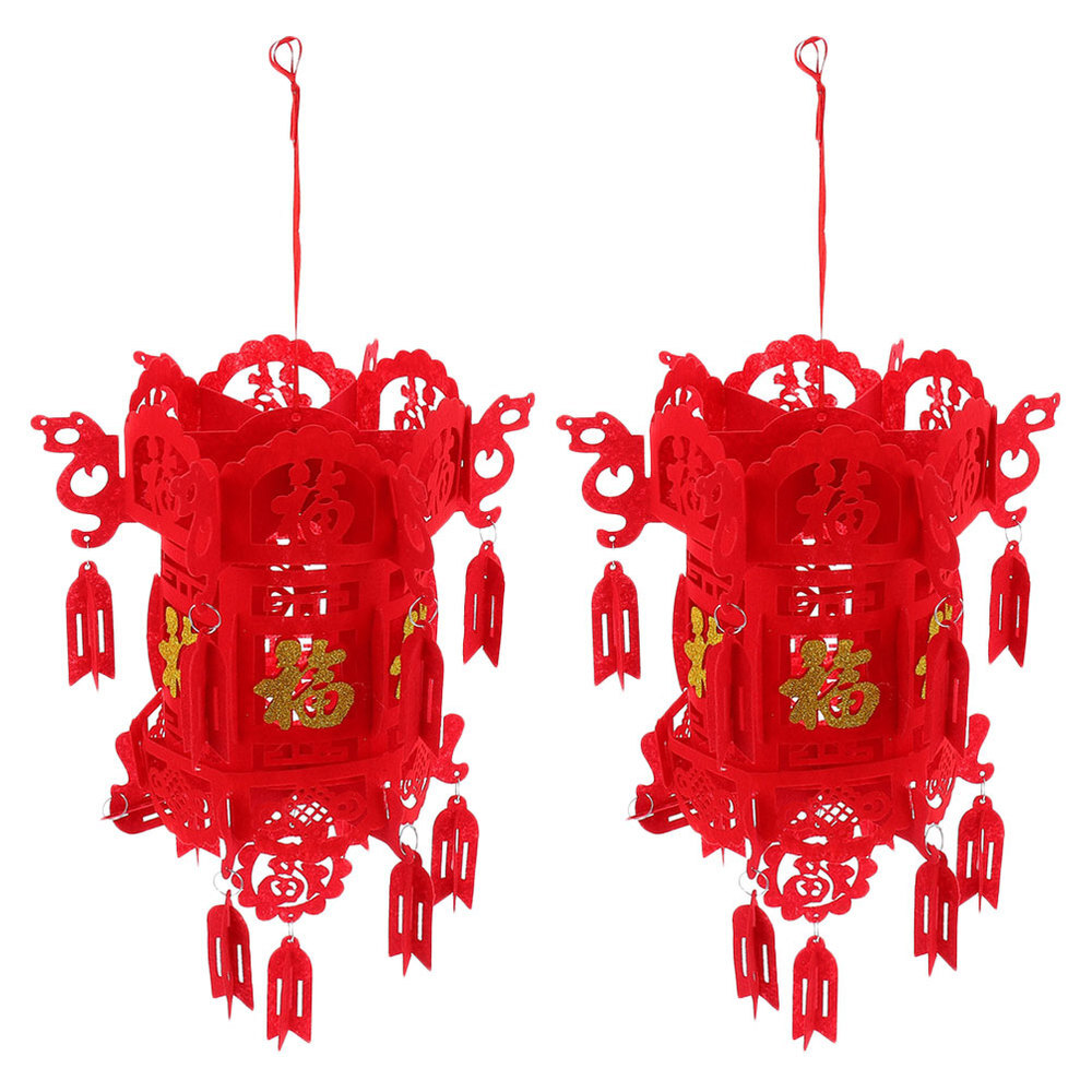 2 Pcs chinese new year paper lantern red hanging Festival Hanging Lanterns