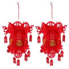 2 Pcs chinese new year paper lantern red hanging Festival Hanging Lanterns