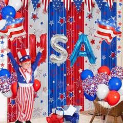 Red White and Blue Balloons Party Decorations with Patriotic Theme Foil Fring…