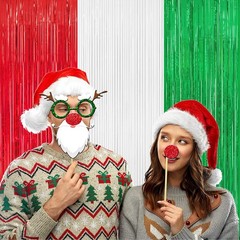 3 PCS Christmas Tinsel Foil Fringe Curtain 8×9.84 FT Streamers Fiesta