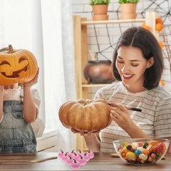 12Pcs Compact Lightweight Foams Pumpkins Pink Halloween Centerpiece Decor