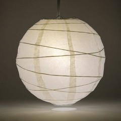 18″ White Round Paper Lantern, Crisscross Ribbing, Hanging Decoration