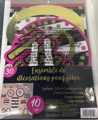 30th Birthday 10 Piece Room Decorating Kit – Party Supplies – Pink & Gold