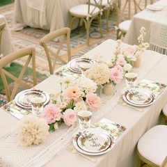 Boho Bridal Shower Decorations Set, 168 Pcs Plates & Napkins for 24 Guests, Miss