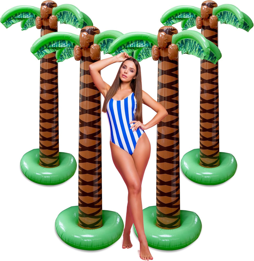6ft Inflatable Palm Trees 4PK – Tropical Luau Party Decorations