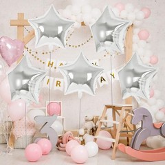 20 Pcs Star Balloons,18 Inch Silver Star Foil Balloons,Stars Shaped Balloon M…