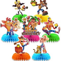 7Pcs Crash Bandicoot Honeycomb Centerpieces Party Supplies 3D Table Decorations