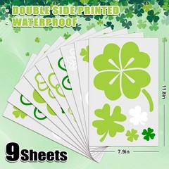 9 Sheets St. Patrick’s Day Shamrock Window Cling Stickers Window Decals Green Wh