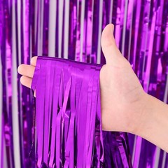 Voircoloria 4 Pack Purple Foil Fringe Backdrop Curtains, Tinsel Streamers