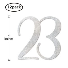 12 PCS Silver Glitter Number 23 Centerpiece Sticks 23rd Birthday Table Decor
