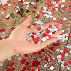 1 Ounce Red Silver Heart Confetti Metallic Valentine Wedding Party Table Decor