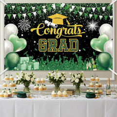 Graduation Backdrop Party Decorations – Green and Gold Graduation Backdrop