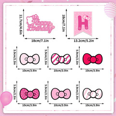Cut Cat Birthday Decorations Pink Themed Party Supplies Set Including Banner,