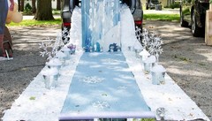Shiny White Petals Parade Float Backdrop 15-Ftx3-Ft Sheet Roll Party Decor #281