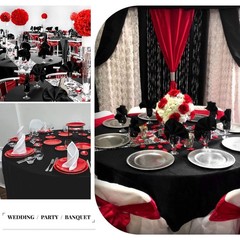 Teruntrue 4 Packs Round Tablecloths 108 Inches Black Polyester Fabric Circula…