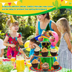 Fiesta Party Decorations – 3 Tier Mexican Birthday Party Cupcake Stand & Topper