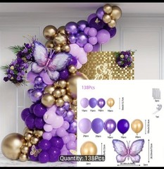 266 Pcs Birthday Decorations Set Kits for Woman Girls, Purple, Prink &Gold