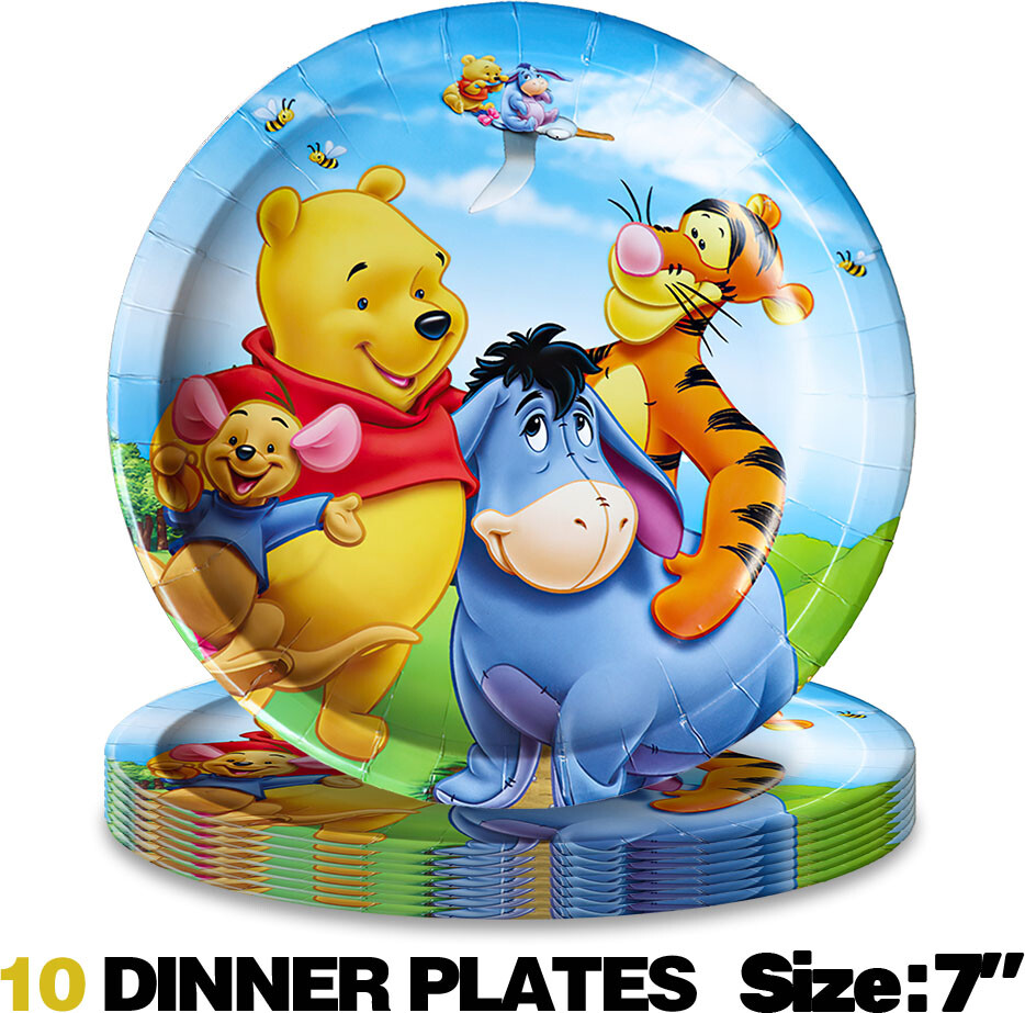 Winnie The Pooh Paper Plates Party Supplies Tableware Disposable Dinnerware