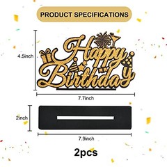 Black and Gold Table Decoration Happy Birthday Sign Centerpieces Black Gold