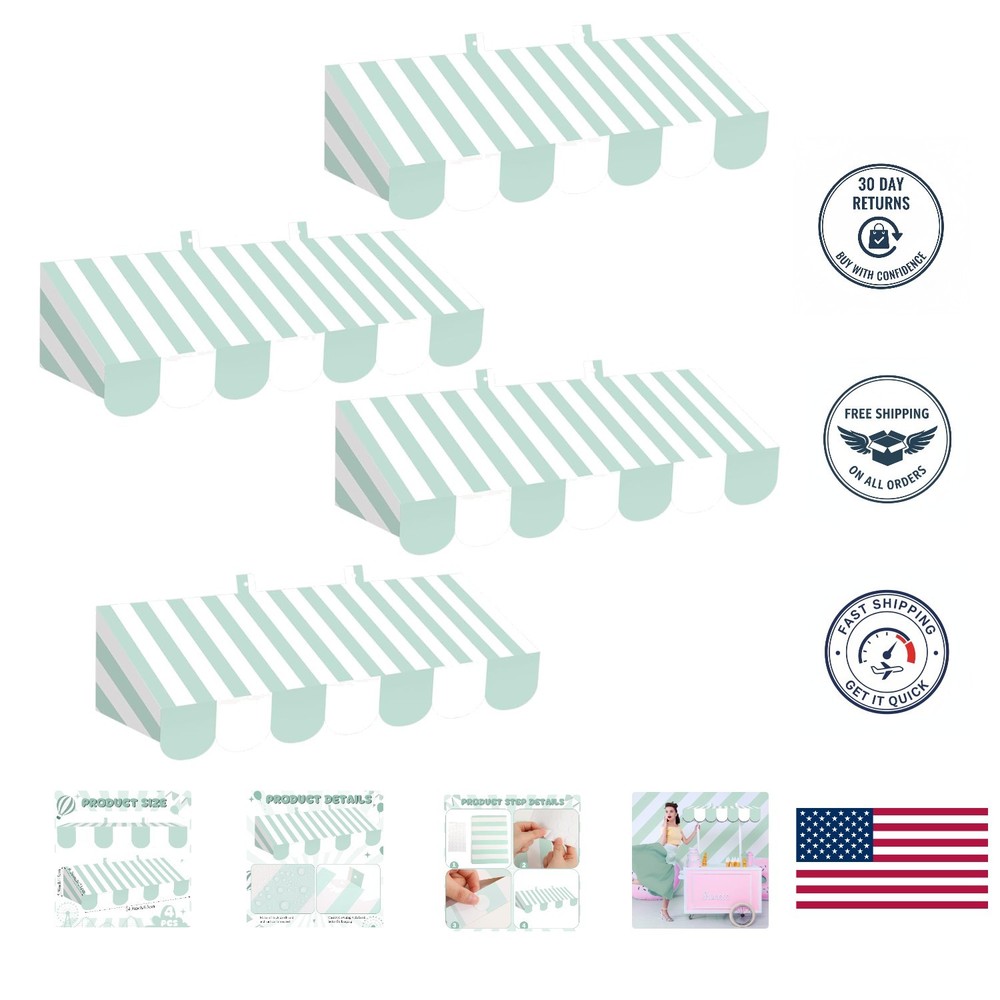 Classic Striped Carnival Awning Set – 4 Pcs for Fun Themed Events & Classrooms