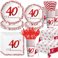 APOWBLS 40Th Anniversary Decorations Tableware – Ruby 40Th Wedding Anniversary P